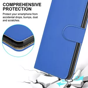 Blue WALLET Leather Case Phone Cover for Samsung Galaxy S4 Mini I9190 Plain UK - Picture 1 of 3