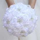 Bouquets de mariage blanc pur luxe mariée strass ruban rose fait main mariage