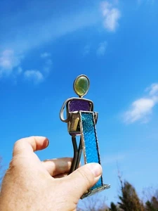 Vintage STAINED GLASS Preacher Priest & HOLY BIBLE Statue Figurine UNIQUE ❤️m13 - Picture 1 of 8