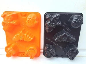 Vtg Jell-O Jigglers Halloween Plastic Set Of 2 Tray Molds (1) Black (1) Orange - Picture 1 of 5