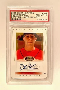 Fleer Dustin Pedroia 2004 edición draft troquelado automático Red Sox PSA 10 - Imagen 1 de 3