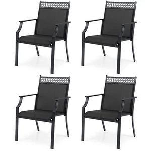 Patio Chairs Set of 4 w/ All Weather Breathable Fabric High Backrest Blue - Picture 1 of 9