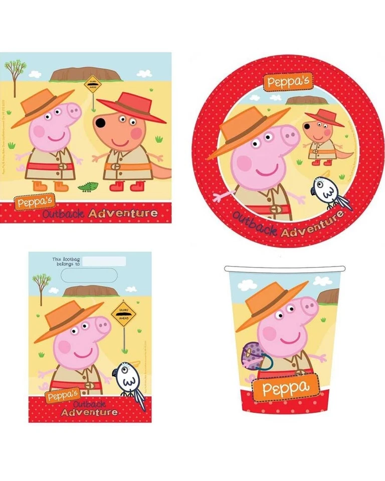 Peppa Pig Party Pack 40 piezas Setting para 8 - Peppa's Australian Outback Adventure Foto 1 de 1
