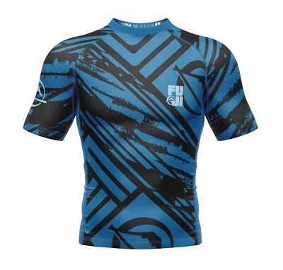 Fuji Battle Flex Lite MMA BJJ Jiu Jitsu Short ShortSleeve SS Rashguard - Blue - Image 1 of 4