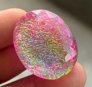 Natural Certified 100 Cts Oval Cut Monarch Fire Opal Doublet Loose Gemstone - Picture 1 of 4