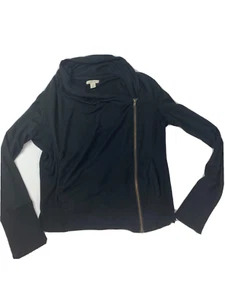 Caslon Black Moto Style Off Side Zip Sweatshirt Size S Women's - Picture 1 of 10