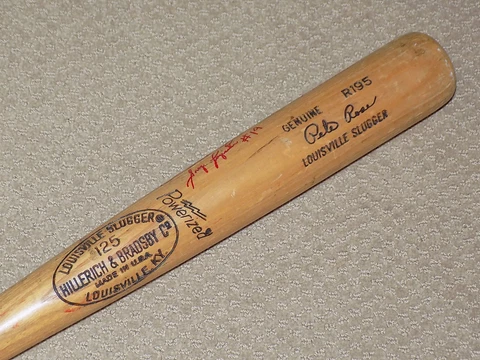 Pete Rose Greg Luzinski H&B Game Used Signed Bat Phillies Reds PSA GU 7 Cover