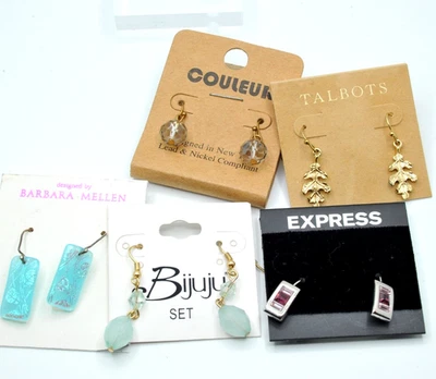 Lote de pendientes perforados colgantes azul oro tono plata Express Talbots Mellen NUEVO CON ETIQUETAS LB Foto 1 de 4