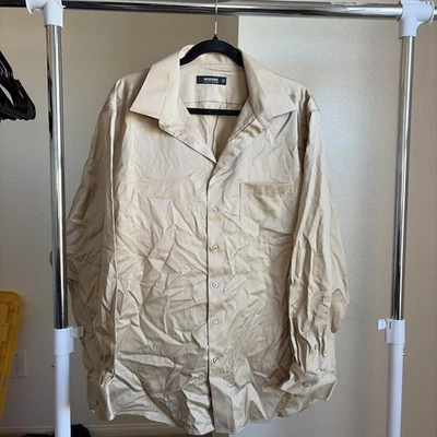 "Camisa de Murano para hombre 17,5/35"" manga larga dorada/marrón mezcla de algodón lavado a máquina 2001" Foto 1 de 4