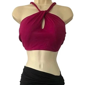 Shade & Shore Pink Fuchsia High Neck Braided Strap Bikini- Top Only- Sz 36DD NWT - Picture 1 of 5