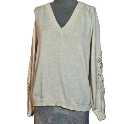 Suéter Skies Are Azul Crema Cuello en V Talla Mediana  Foto 1 de 4