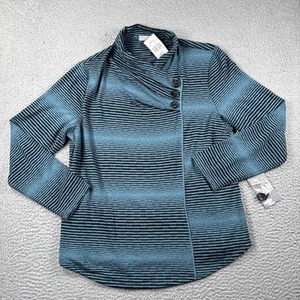 Habitat Clothes to Live in Top Womens M Surplice Button Striped Rayon Blend NWT - Picture 1 of 15