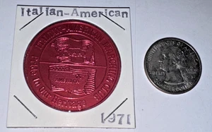 Italian American Marching Club -Rocky Marciano 1971 Mardi Gras Doubloon #170 Red - Picture 1 of 3