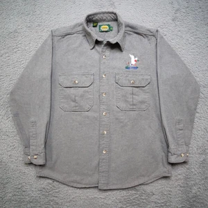 Vintage Cabelas Shirt Mens L Gray Embroidered Chamois Duck Made in the USA - Picture 1 of 7