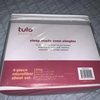Mattress Firm Tulo Bedding 4-piece Microfiber Sheet Set King Blue Wool New - Image 1 of 2