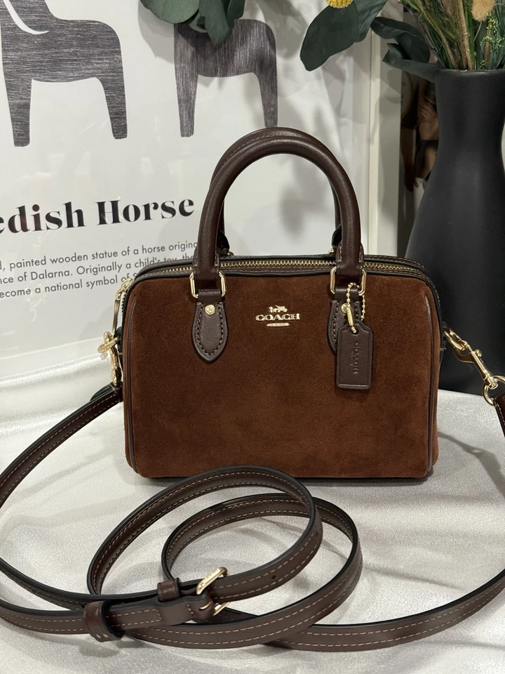 Coach Suede Mini Rowan Crossbody Bag CCF29 Vintage Brown