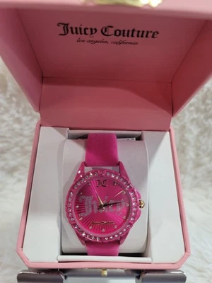 Reloj Juicy Couture Cara Rosa Caliente con Bisel de Estrás Correa de Cuero Sintético Foto 1 de 3