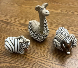 Vtg Artesania Rinconada Llama/Alpaca, Ram, Zebra Art Pottery Figurine Animals - Picture 1 of 9