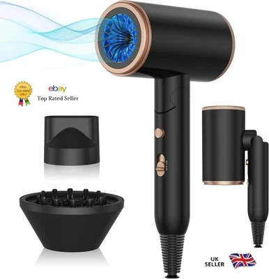 2400W Foldable Ionic Hairdryer, Fast-Dry Travel Hair Dryer with Diffuser ✅