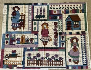 LESLIE BECK MÄDCHEN STOFF PANEL - 36 ZOLL HOCH X 46 ZOLL BREIT - GARTENHÜTTE - Bild 1 von 1