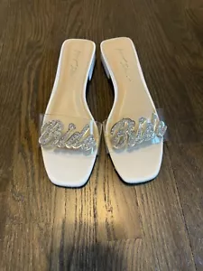 Betsey Johnson Thyme Women's Size 8.5 Ivory BRIDE Bridal Slip On Sandals - Picture 1 of 4