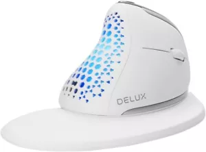 Delux Seeker Wireless Ergonomic Vertical Mouse with OLED Screen, M618SXD-White - Picture 1 of 8