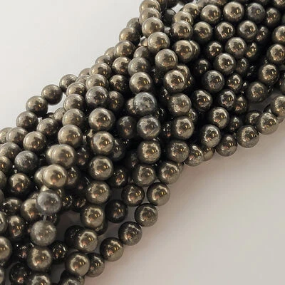 Pyrite Beads Fool's Gold Gemstone Natural Smooth Round Beads 4mm 6mm 8mm 10mm - Image 1 of 4