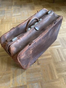 Koffer Arztkoffer Doktortasche Hebammentasche 1880 Patina Leder Oldtimer - Bild 1 von 24