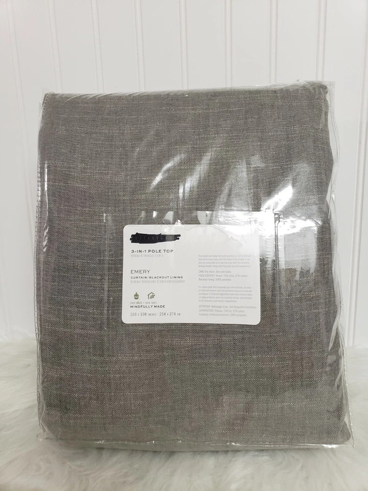 Pottery Barn Emery Linen/cotton Rod Pock Blackout Drape 100x 96" Gray #8601