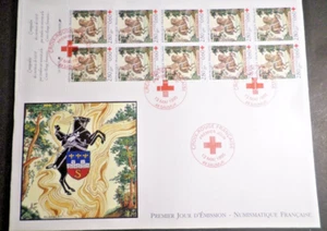 FRANCIA 1995 FDC 1° Día CRUZ ROJA TAPIZ DE SAUMUR SIGLO XVII CARNET 2044 - Imagen 1 de 1