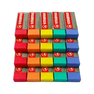STABILO Legacy Legend Coloured Plastic Rubber Erasers - Pack of 5 Assorted - Picture 1 of 6