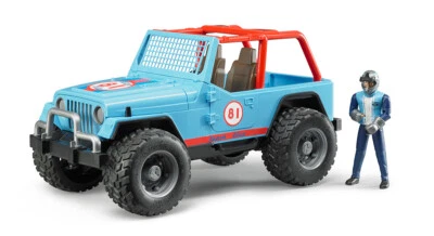 BRUDER SPIELWAREN Bruder 2541 - Jeep Cross Country Racer blau mit Rennfahrer
