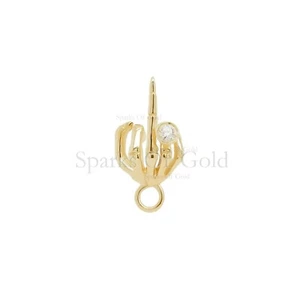 Solid 14K Yellow Gold The Finger Skeleton Hand Charm for Hoop Earring Fine Jewel - Picture 1 of 4