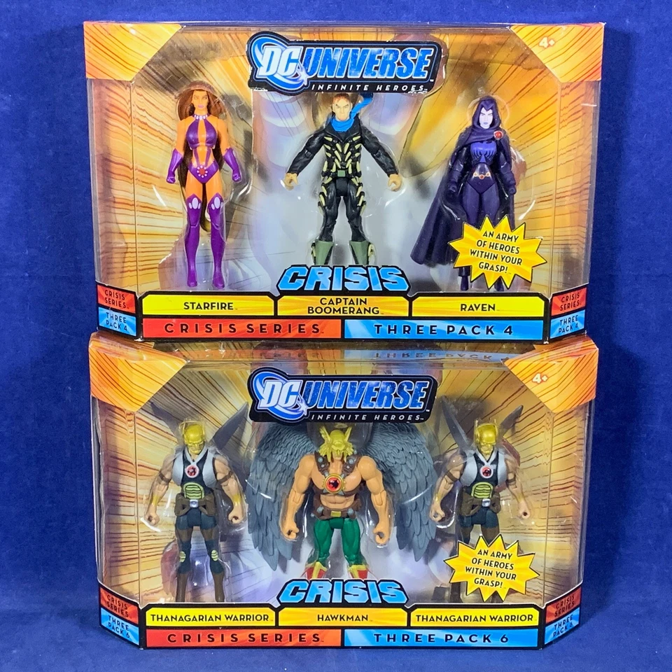 Novo 2 DC Universe Crisis Pacote com 3 Figuras HAWKMAN Starfire RAVEN Capt Boomerang 4 6 - Imagem 1 de 4
