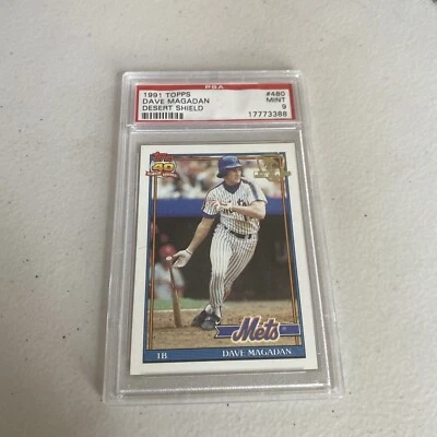 1991 Topps Desert Shield #480 DAVE MAGADAN PSA 9 METS AUTHENTIC - Image 1 of 2