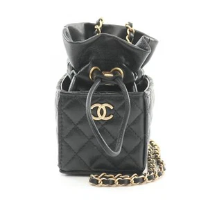 CHANEL Matelasse Chain Shoulder Bag Lamb skin sheep leather Black Used Women GHW - Picture 1 of 7