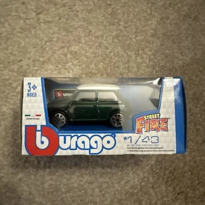 Burago Street Fire  1/43 CLASSIC MINI COOPER Green and White new boxed - Image 1 of 4