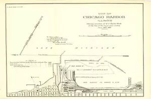 Map of Chicago Harbor, Illinois 1889 - Picture 1 of 1