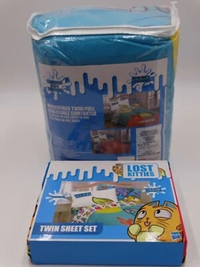 Hasbro's Lost Kitties Catitude 3 Piece Twin sheet Set w/Twin Comforter Set of 4 - Picture 1 of 9