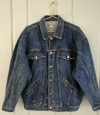 Chaqueta vaquera grande vintage años 80 Jordache para hombre camionero azul denim lavado oscuro ácido Foto 1 de 4