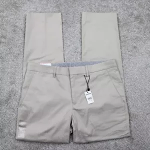 Express Stretch+ Pants NWT Mens 30x30 Beige Slim Fit Cotton/Lyocell Flat Front - Picture 1 of 16