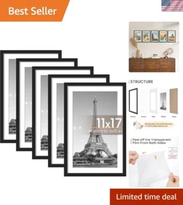 11x17 Picture Frame Set of 5, Display Pictures 9x15 with Mat or 11x17 Without... - Picture 1 of 9