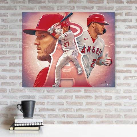 Mike Trout Los Angeles Angels Unsigned Stretched 20" x 24" Canvas Cover