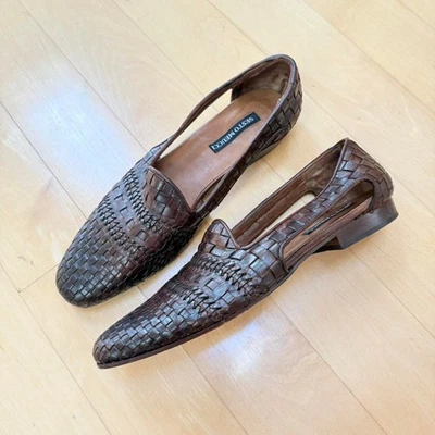 Vintage Sesto Meucci Brown Woven Italian Leather Cutout Flats 9 - Image 1 of 4