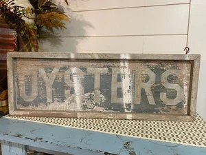 Original 20er Jahre handbemaltes Austernschild mit Holzrahmen, doppelseitig - Bild 1 von 20