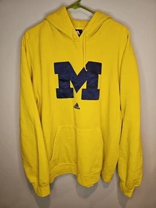Adidas Michigan Wolverines Felpa con Cappuccio Oro Giallo Pile Uomo Taglia XL Leggi** - Foto 1 di 8