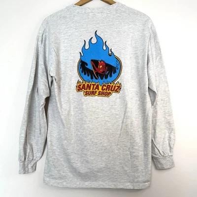 Vintage Santa Cruz Surf Shop Size Medium Hanes Beefy-T Gray Long Sleeve Shirt - Image 1 of 4