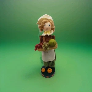 Vtg Nut Cracker Harvest Pilgram Female With Fruit Tray 14 In - Picture 1 of 5