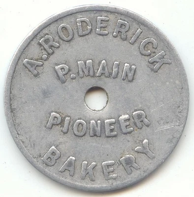 Ficha de panadería A. Roderick, pionera, ONE LOAF, Pelaw Main, Nueva Gales del Sur, Australia Foto 1 de 2