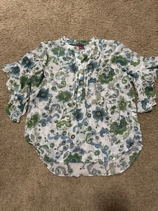 Vince Camuto Damen Bluse Shirt Oberteil locker Designer blau grün XL NEU 89 $ - Bild 1 von 1